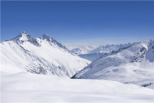 雪,山脉,蓝天