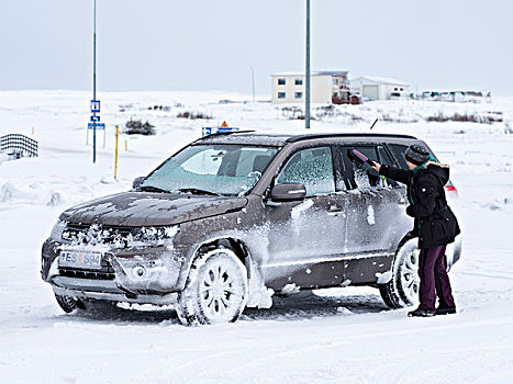 汽车,暴风雪,斯奈山半岛,冰岛,大幅,尺寸