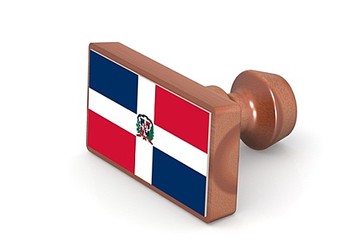 木质,图章,多米尼加共和国,旗帜
