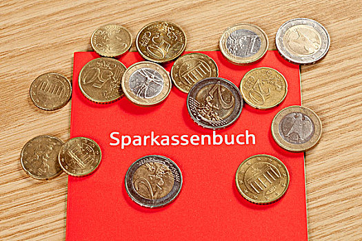 存折,欧元,硬币,小,改变