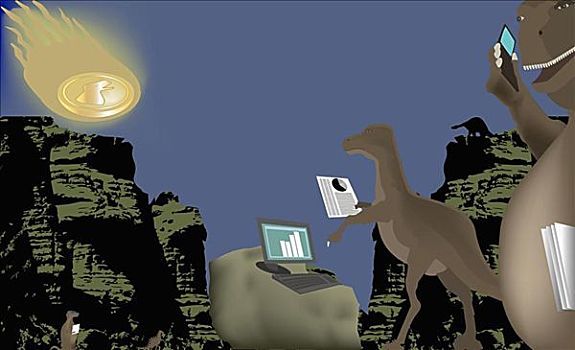 两个,恐龙,手机,笔记本电脑