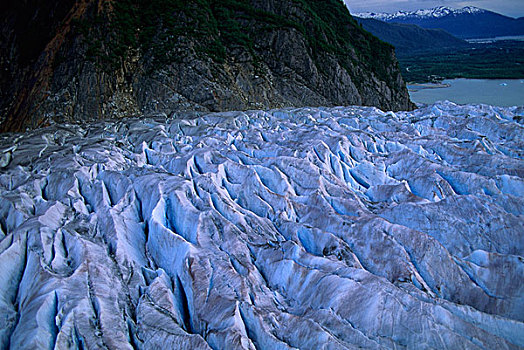 美国,阿拉斯加,靠近,棉田豪冰河,航拍,缝隙
