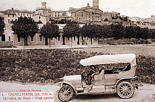 局部,风景,巴塞罗那,汽车,途中,明信片