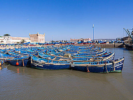 老,蓝色,渔船,港口,苏维拉,世界遗产,摩洛哥,非洲