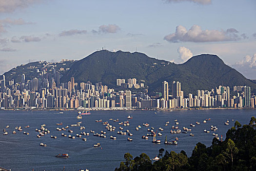 远眺,西部,香港岛,维多利亚港,香港
