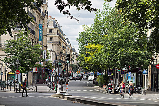 法国,巴黎,地区,街道,夏天