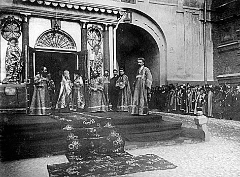 宗教,等待,皇家,家庭,小教堂,莫斯科,俄罗斯,1898年