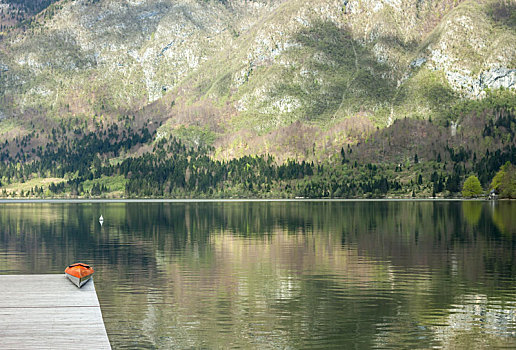 高山湖,橙色,漂流,晶莹,清水