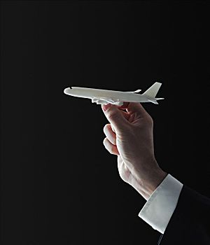 模型飞机,手,商务人士