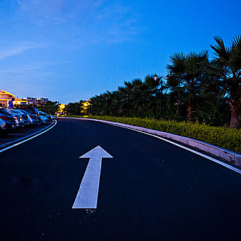 道路,日落,箭头,沥青