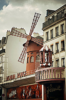 巴黎,法国,五月,红磨坊,街道,风景,纪念建筑,世界,游人
