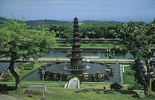 宫殿广场,花园,沐浴,巴厘岛,印度尼西亚,亚洲