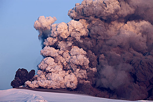 火山灰,烟,火山,喷发,冰岛