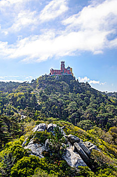 景色,俯视,岩石,国会大楼,山顶,辛特拉,市区,里斯本,区域,葡萄牙