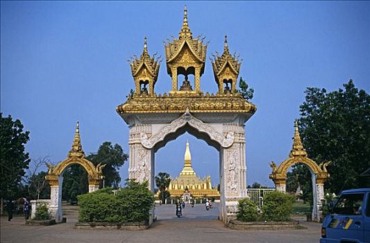 老挝,万象,入口,塔銮寺