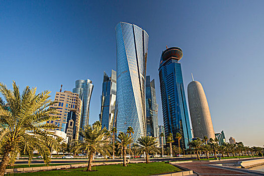 卡塔尔,多哈,城市,塔,世贸中心