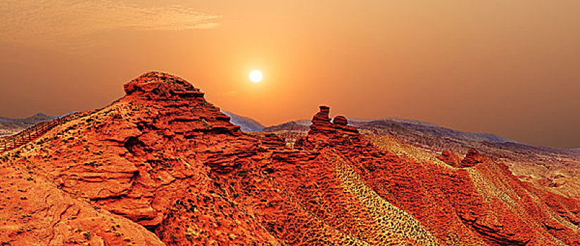 日出,日落,天际线,风景,红色,砂岩