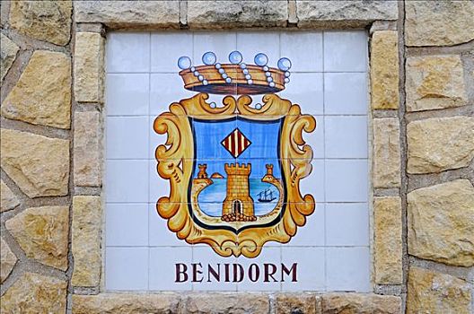 盾徽,贝尼多姆,阿利坎特,白色海岸,西班牙
