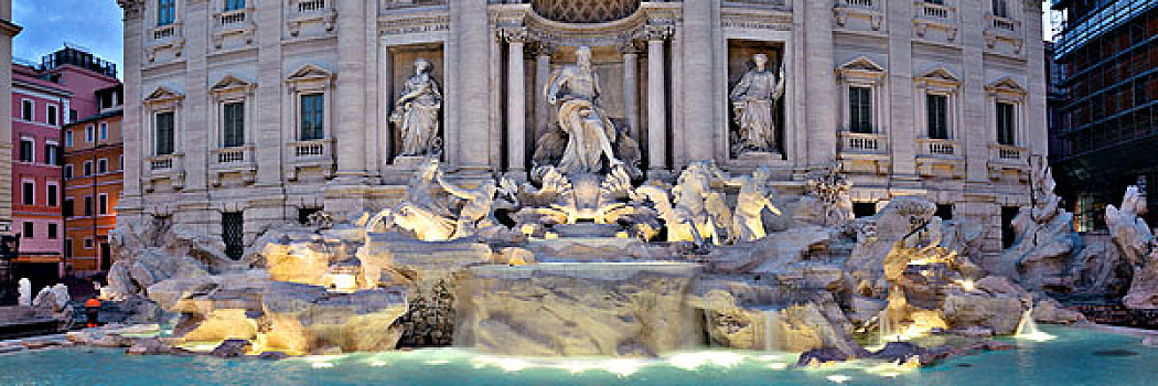 喷泉,特写,全景,巴洛克风格,著名,旅游,魅力,罗马,意大利