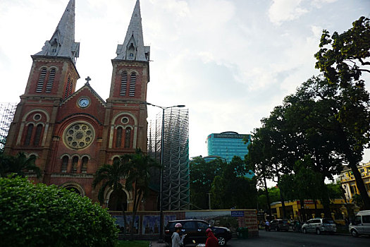 越南,胡志明市,西贡,粉色,大教堂