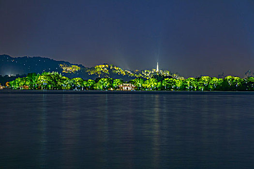 杭州西湖保俶塔夜景