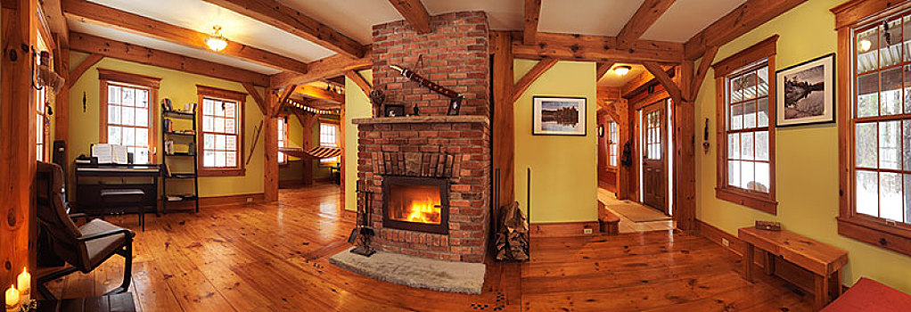 客厅,壁炉,郊区住宅,加拿大,木料,框架,安大略省,北美