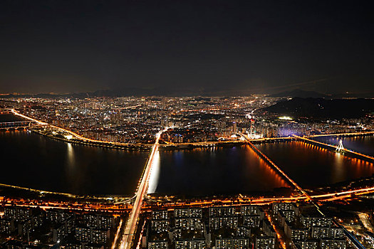 城市,夜晚,首尔,韩国
