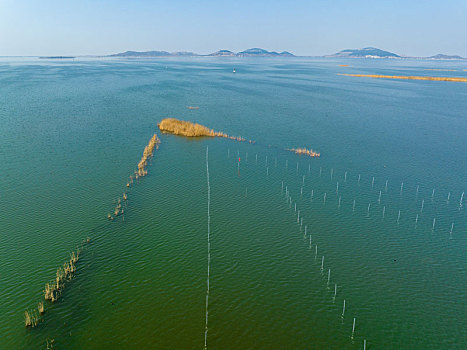 航拍山东泰安东平湖风光