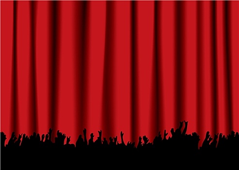 音乐会,一堆,红色,帘
