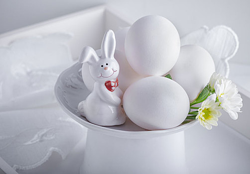 蛋,兔子,花,白色背景,表面