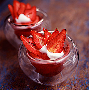 玻璃,草莓慕斯,干燥,草莓