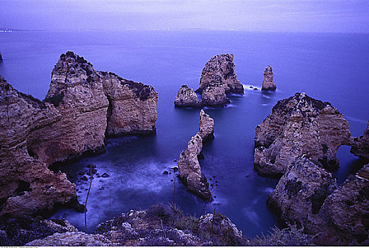岩石,海岸线,阿尔加维,葡萄牙