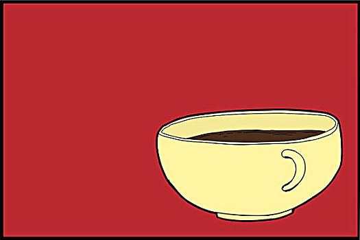 一个,咖啡杯,上方,红色
