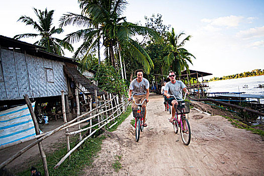 局部,岛屿,区域,南方,尖,老挝,骑自行车,道路,看