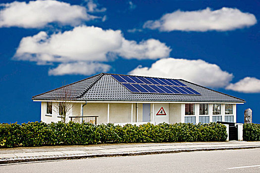 房子,太阳能电池,屋顶
