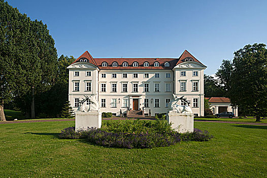 建筑,地面,城堡,建造,新古典主义,风格,酒店,梅克伦堡前波莫瑞州,德国,欧洲