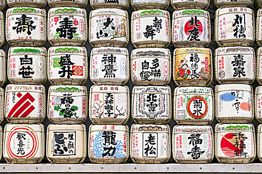 传统,日本米酒,桶,包装,吸管,明治神宫,东京,日本