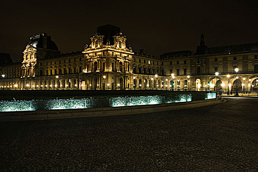 法国,巴黎,卢浮宫,夜晚