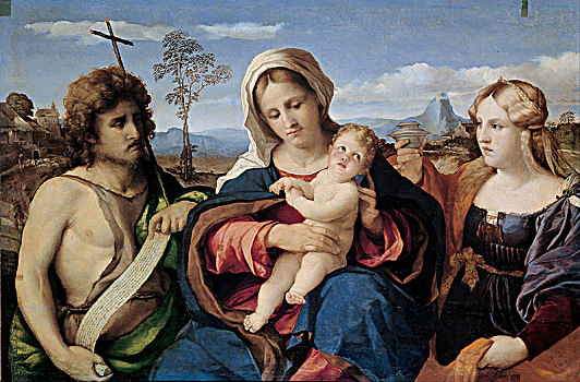 圣母玛利亚,孩子,施洗者圣约翰,艺术家,帕尔玛