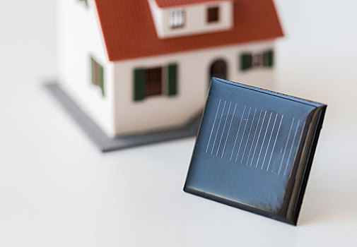 特写,房子,模型,太阳能,电池,太阳能电池