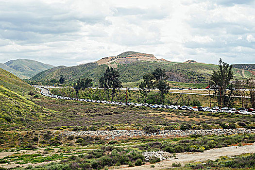 风景,忙碌,停车场,公路,北方,加利福尼亚,美国