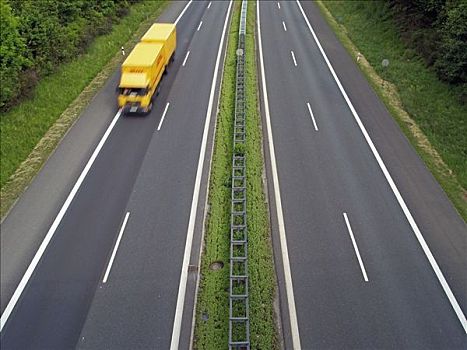交通,物流,运输,卡车,黄色,德国,柱子,空,动感,高速公路,公路,速度