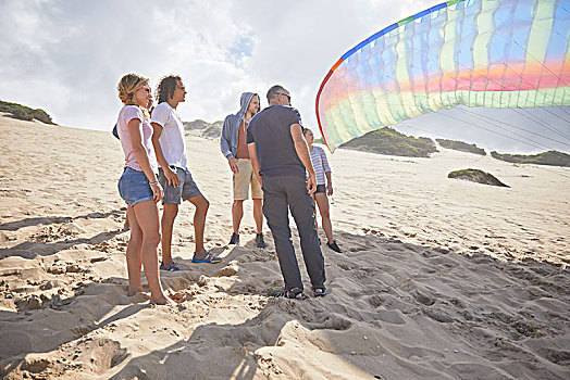 滑翔伞运动者,降落伞,晴朗,海滩