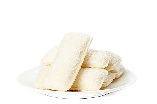 盘子里的酸奶小口袋面包