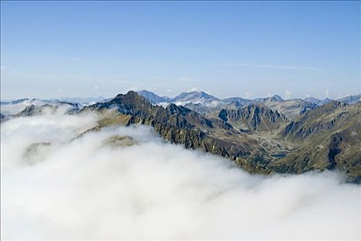 雾,高处,山脉,施蒂里亚,奥地利,欧洲