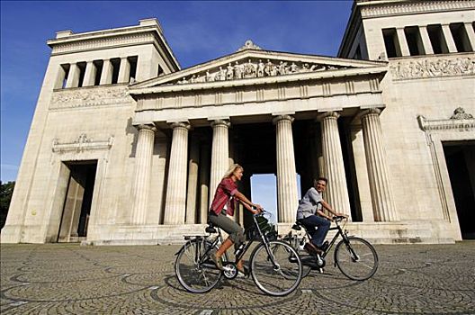 骑自行车,慕尼黑,巴伐利亚,德国,欧洲