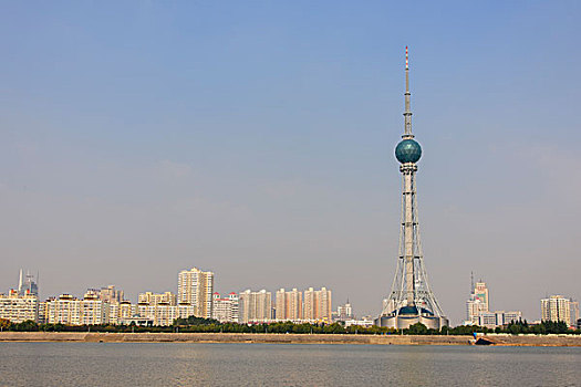 河南洛阳市洛河边城市风景