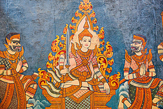 柬埔寨,金边,壁画,生活,佛