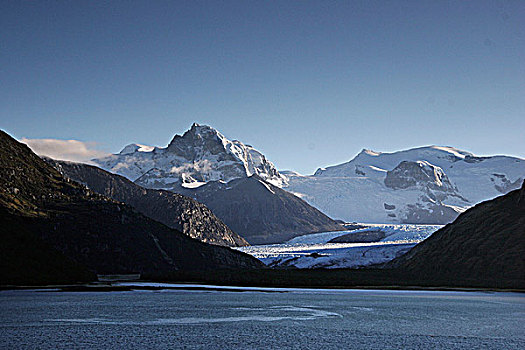 全景,山峦,冰河,比格尔海峡,火地岛,巴塔哥尼亚,智利