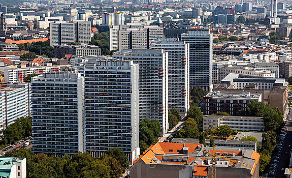 俯视,中心,柏林,摩天大楼,路,街道,德国,欧洲